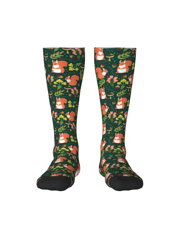 Forest Squirrel Print Gift Stocking Stuffers,Adult Stockings,Novelty Socks,Funny Socks Birthday Running Walking Sleeping