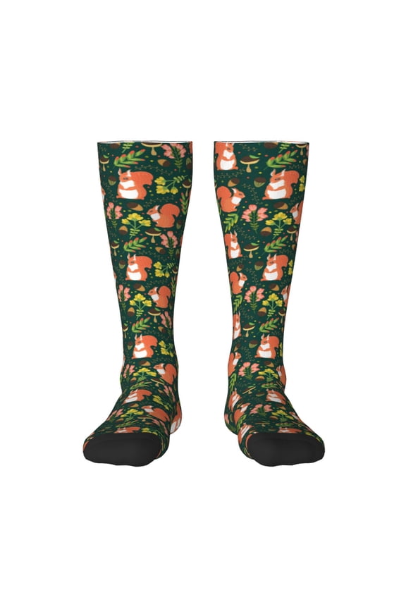 Forest Squirrel Print Gift Stocking Stuffers,Adult Stockings,Novelty Socks,Funny Socks Birthday Running Walking Sleeping