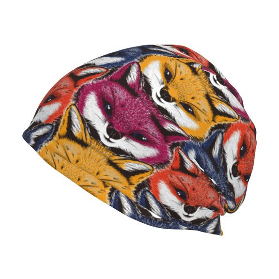 Logiee Fox Face Print Unisex Knit Beanie for Men Women Winter Hat,Beanies Skull Caps
