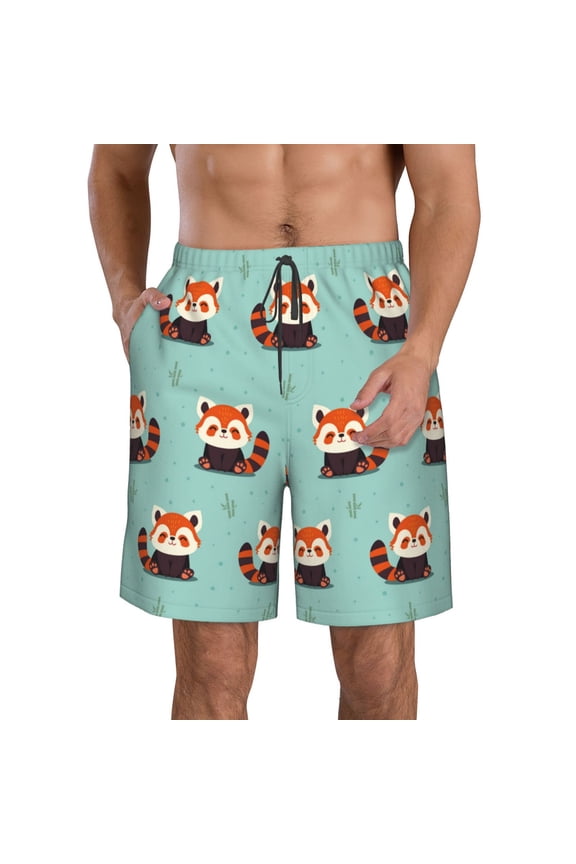 Fox Print Mens Swim Trunks Quick Dry Board Shorts,Breathable Hawaii Beach Shorts Swimwear Bathing Suits-Medium