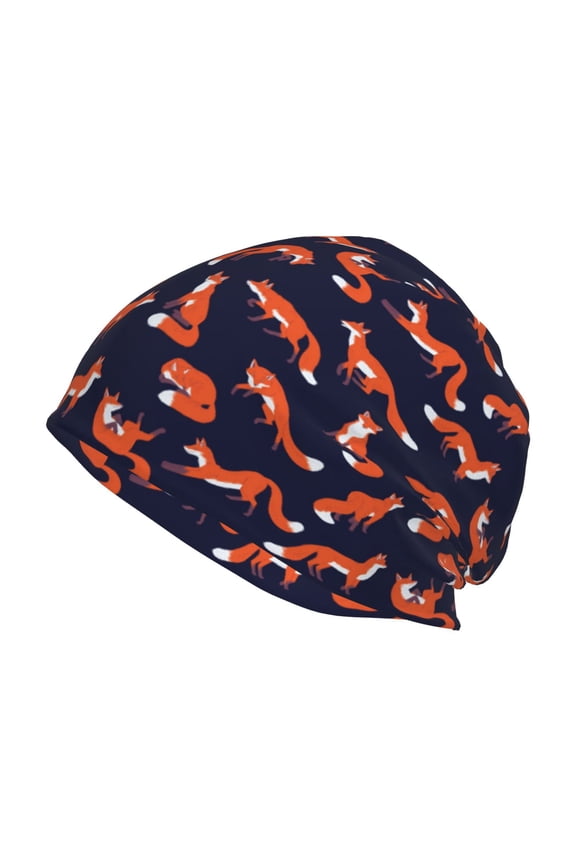 Foxes In Different Poses Print Unisex Knit Beanie for Men Women Winter Hat,Beanies Skull Caps