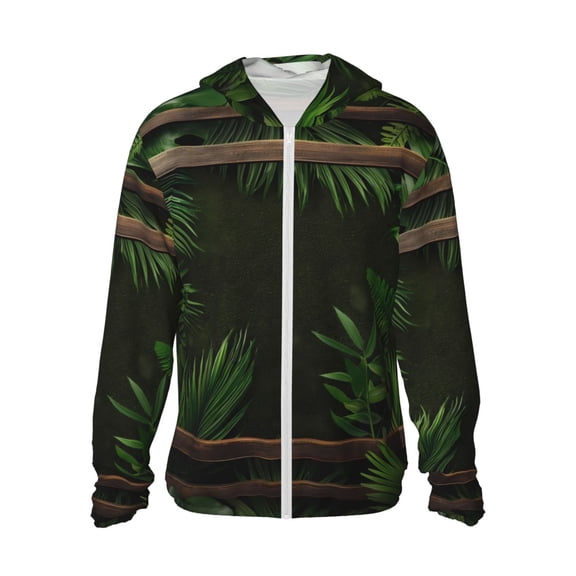 Logiee Framed Greenery Wall Art Print Men's Women Light Jacket Full Zip Sun Protection Hoodie Long Sleeve Sun Shirts for Men Hiking Fishing Zip Pockets-Small