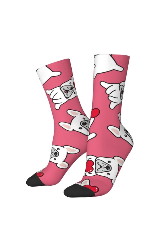 French Bulldog Print Adult Socks for Men & Women,Calf Socks, Ankle Socks,Boots Socks,Breathable Casual Sock,Unisex Crew Socks