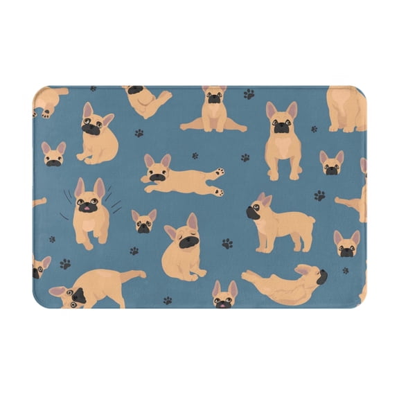 Logiee French Bulldog Yoga Print Welcome Mats for Entryway,Door Mat for Front Door,Entry Mat,Doormat for Garden, Garage, Patio, Home, Porch Decor