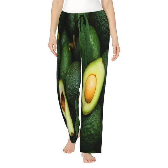 Logiee Fresh Avocados Print Women Pajama Pants,Comfy Pj Bottom with Pockets & Drawstring,Stretch Casual Sleepwear-XX-Large