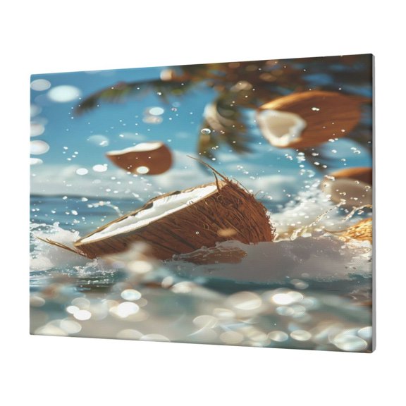 Logiee Fresh Coconut Splash Print Canvas Wall Art,Canvas Picture Prints with Frame, Wall Art Decorative,Canvas Decorative,Suitable for Living Room Bedroom Office Room 30x40