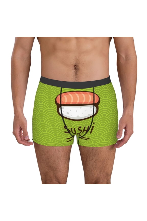 Fresh Sushi Print Mens Boxer Briefs,Boxer Briefs for Men,Breathable Stretch Underwear,Boys Boxer Briefs-X-Large