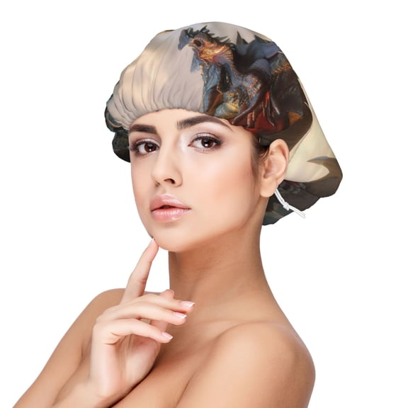 Logiee Friendship Dragon Print Silk Bonnet Satin Bonnet for Sleeping Women and Men,Double Layer Hair Bonnet for Curly Braids Hair