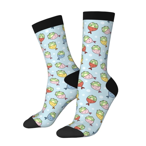 Logiee Frog In Mermaid Print Adult Socks for Men & Women,Calf Socks, Ankle Socks,Boots Socks,Breathable Casual Sock,Unisex Crew Socks