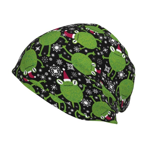 Logiee Frogs And Santa Hat Print Unisex Knit Beanie for Men Women Winter Hat,Beanies Skull Caps