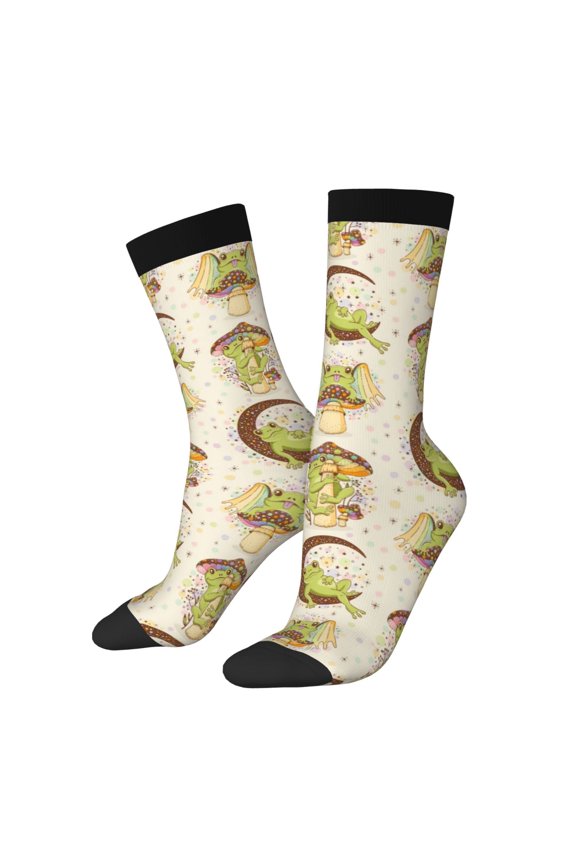 Frogs Print Adult Socks for Men & Women,Calf Socks, Ankle Socks,Boots Socks,Breathable Casual Sock,Unisex Crew Socks