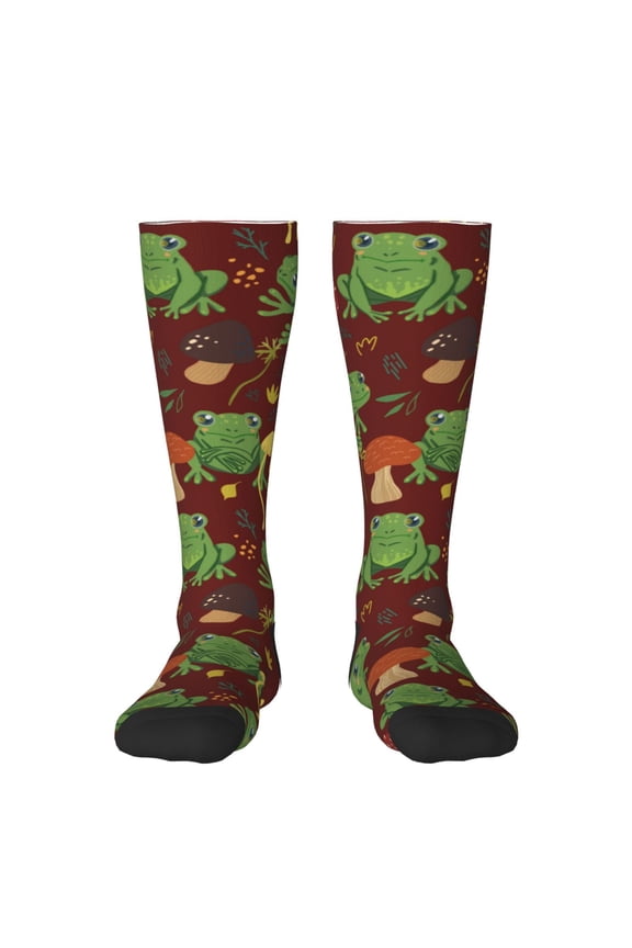 Frogs and Mushrooms Print Gift Stocking Stuffers,Adult Stockings,Novelty Socks,Funny Socks Birthday Running Walking Sleeping