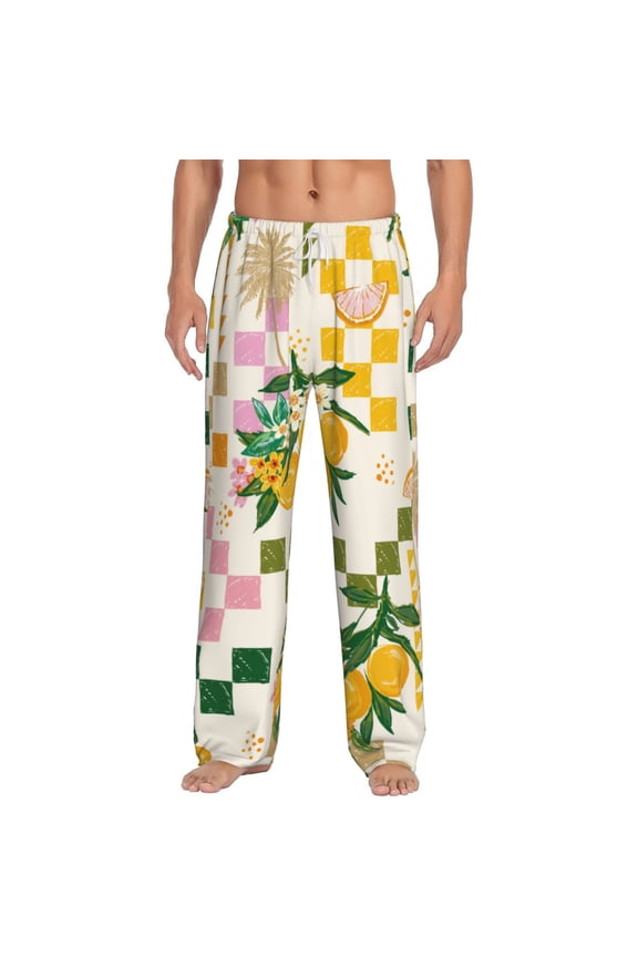 Fruit Print Pajama Pants for Men,Men’s Pajama Bottoms,Mens PJ Pants with Pockets & Button Fly-XX-Large