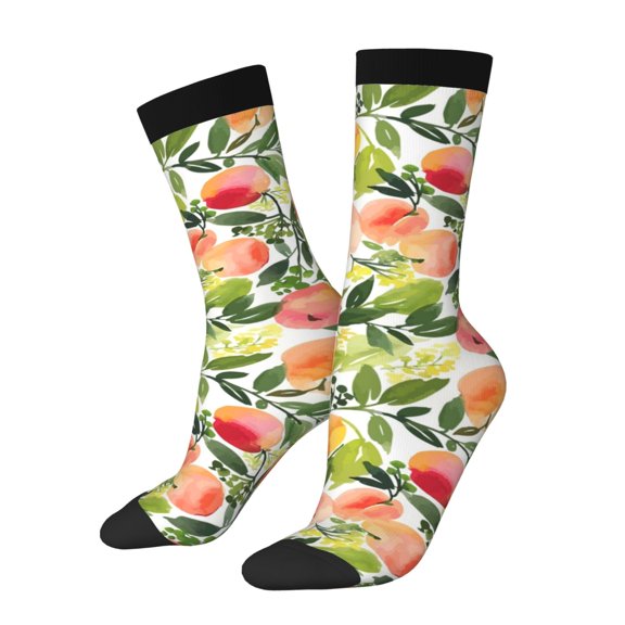 Logiee Fruits Peach1 Print Adult Socks for Men & Women,Calf Socks, Ankle Socks,Boots Socks,Breathable Casual Sock,Unisex Crew Socks