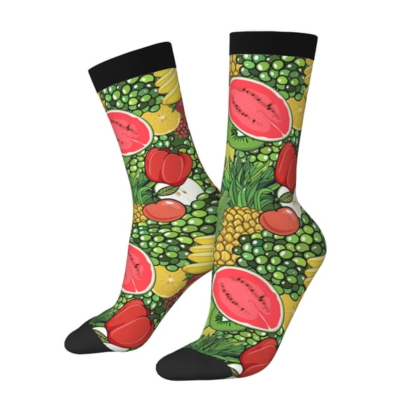 Logiee Fruits Vegetables And Berries Print Adult Socks for Men & Women,Calf Socks, Ankle Socks,Boots Socks,Breathable Casual Sock,Unisex Crew Socks