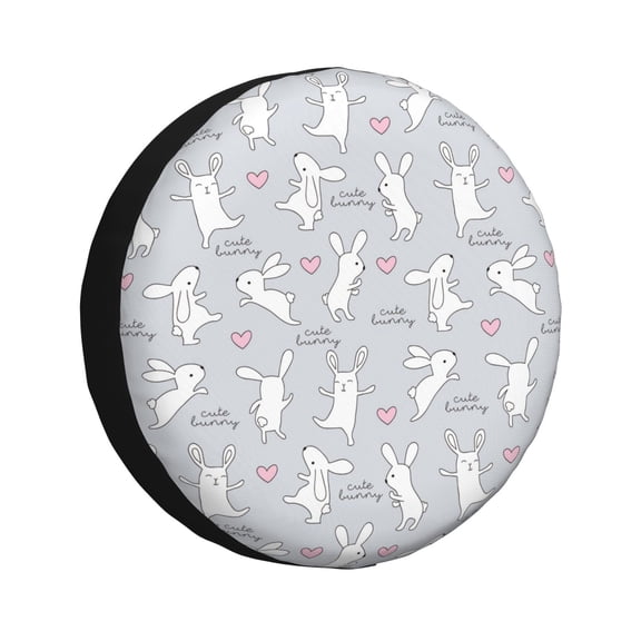 Logiee Fun Rabbit Print Spare Tire Cover, Universal Wheel Protectors,Waterproof Dust-Proof UV Sun Wheel Tire Cover,Fit for SUV, RV, Travel Trailer, Truck-14 inch