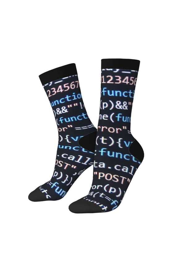 Function Source Code Print Adult Socks for Men & Women,Calf Socks, Ankle Socks,Boots Socks,Breathable Casual Sock,Unisex Crew Socks