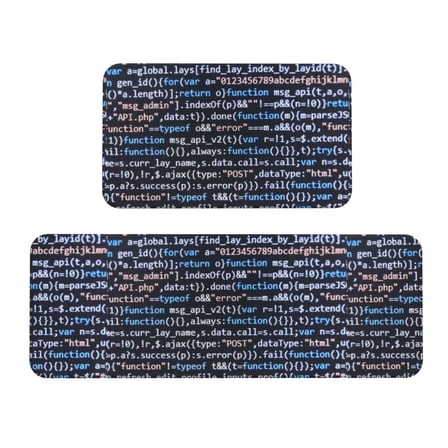 Logiee Function Source Code Print Kitchen Mats for Floor Sets of 2,Waterproof Kitchen Rugs,Non Slip Comfort Standing Mat Rug for Home,Runner,Sink,Office,Laundry