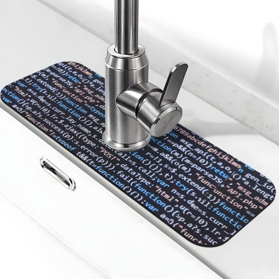 Logiee Function Source Code Print Kitchen Sink Splash Guard Faucet Mat for Splash Guard Behind Faucet Drip Catcher for Kitchen,Bathroom,Sink Mat,Dish Drying Mat,Bathroom-15" X 5.5"