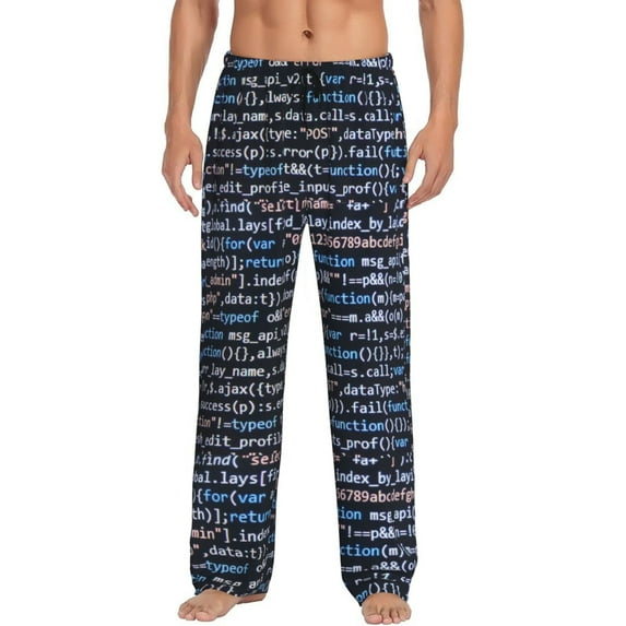 Logiee Function Source Code Print Pajama Pants for Men,Men’s Pajama Bottoms,Mens PJ Pants with Pockets & Button Fly-X-Large