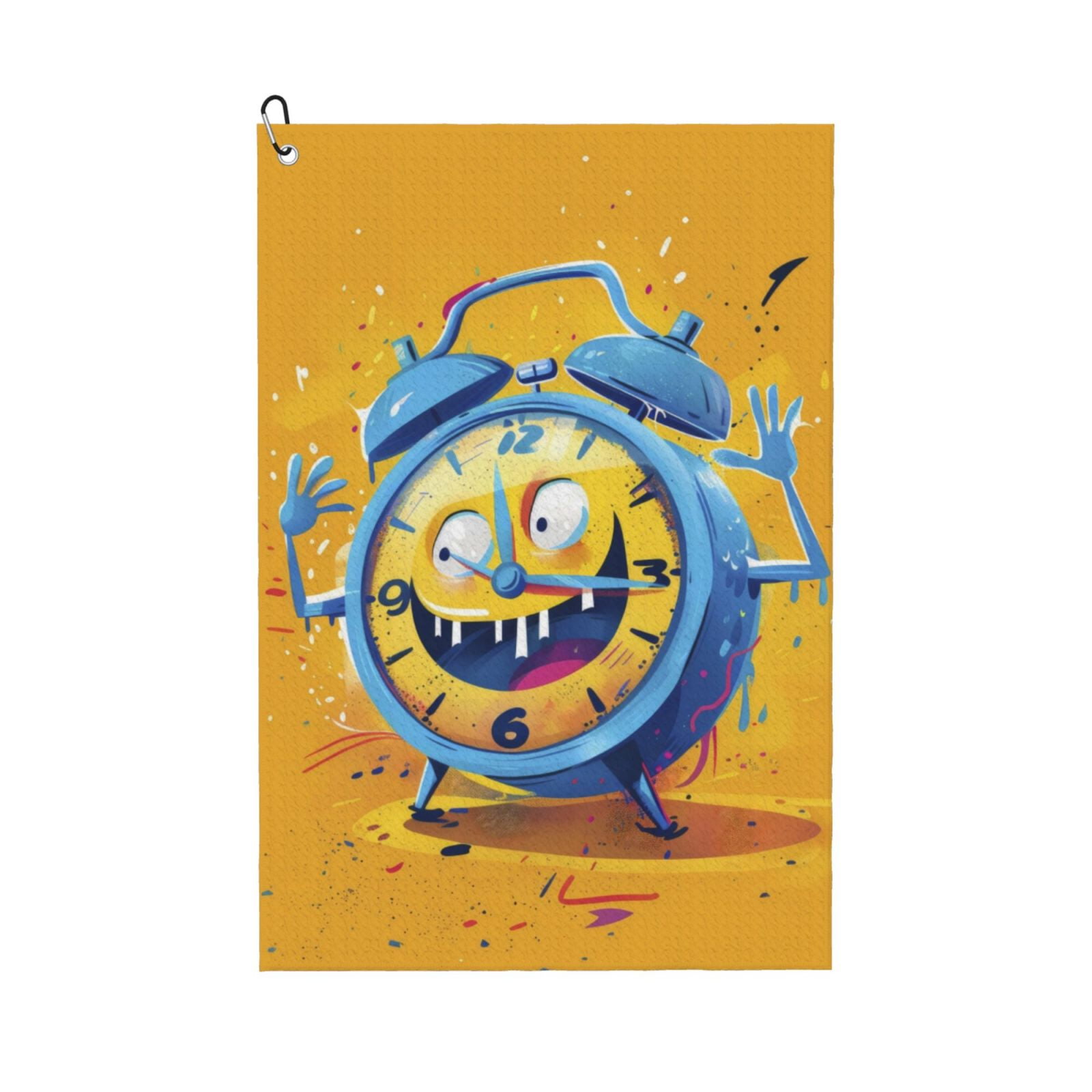 Logiee Funny Alarm Clock Illustration Print Golf Towels,16