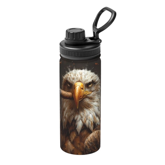 Logiee Funny Bald Eagle Print Water Bottle,18oz Sports Insulated Kettle for Cycling Gym Basketball Outdoor, Suitable as a Present