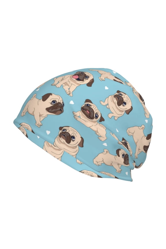 Funny Cartoon Pugs Print Unisex Knit Beanie for Men Women Winter Hat,Beanies Skull Caps