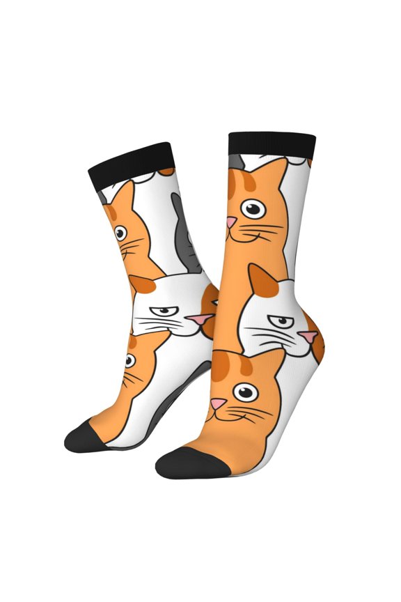 Funny Cats Print Adult Socks for Men & Women,Calf Socks, Ankle Socks,Boots Socks,Breathable Casual Sock,Unisex Crew Socks