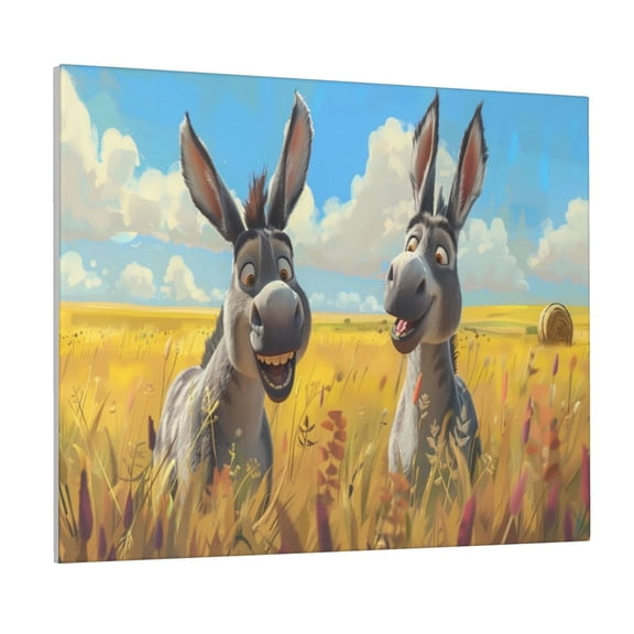 Logiee Funny Countryside Donkey Print Canvas Wall Art ,Art Poster,Canvas Decorative Picture,Decor Wall Pictures for Living Room Bedroom Bathroom,Ready to Hang