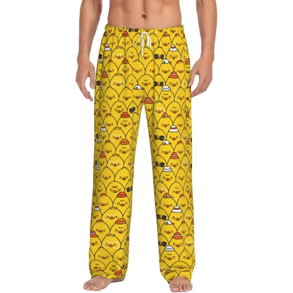 Logiee Funny Ducks Print Pajama Pants for Men,Men’s Pajama Bottoms,Mens PJ Pants with Pockets & Button Fly-X-Large