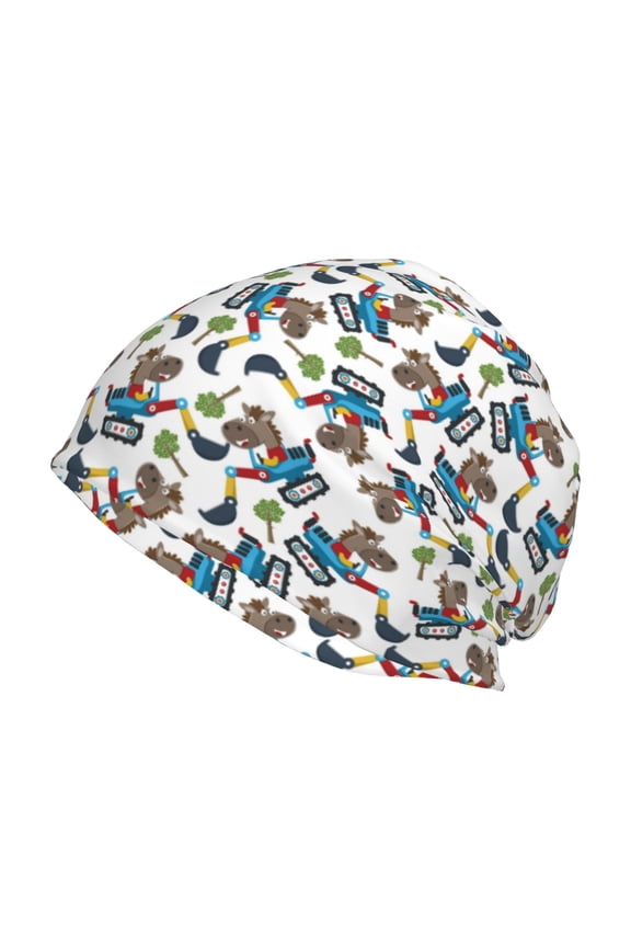 Funny Excavator Print Unisex Knit Beanie for Men Women Winter Hat,Beanies Skull Caps
