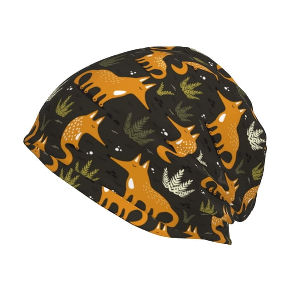 Logiee Funny Fox by the Field Print Unisex Knit Beanie for Men Women Winter Hat,Beanies Skull Caps