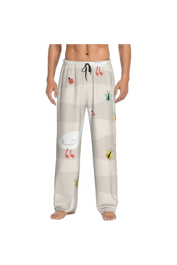 Funny Goose1 Print Pajama Pants for Men,Men’s Pajama Bottoms,Mens PJ Pants with Pockets & Button Fly-Small
