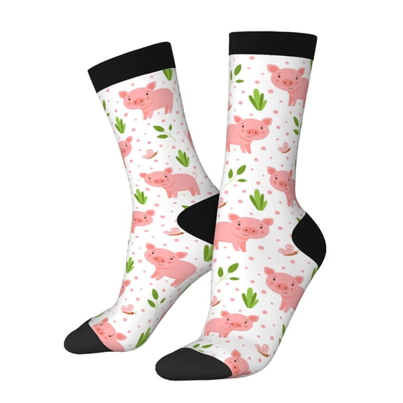 Logiee Funny Little Pigs Print Adult Socks for Men & Women,Calf Socks, Ankle Socks,Boots Socks,Breathable Casual Sock,Unisex Crew Socks