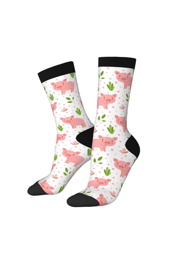 Funny Little Pigs Print Adult Socks for Men & Women,Calf Socks, Ankle Socks,Boots Socks,Breathable Casual Sock,Unisex Crew Socks