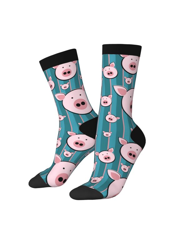 Funny Pig Faces Print Adult Socks for Men & Women,Calf Socks, Ankle Socks,Boots Socks,Breathable Casual Sock,Unisex Crew Socks