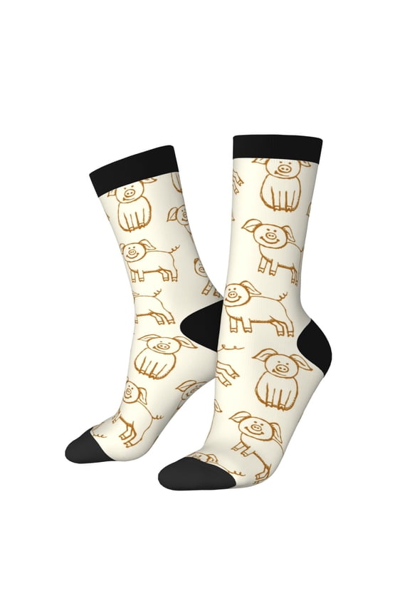 Funny Pigs Print Adult Socks for Men & Women,Calf Socks, Ankle Socks,Boots Socks,Breathable Casual Sock,Unisex Crew Socks