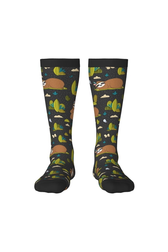 Funny Sloths In The Forest Print Gift Stocking Stuffers,Adult Stockings,Novelty Socks,Funny Socks Birthday Running Walking Sleeping
