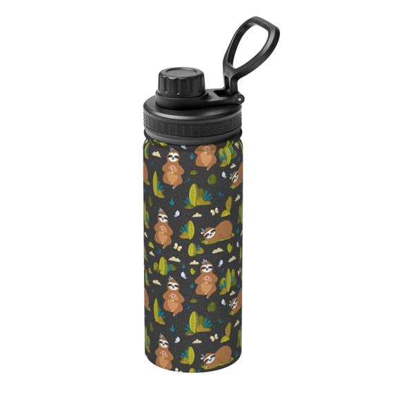 Logiee Funny Sloths In The Forest Print Water Bottle,18oz Sports Insulated Kettle for Cycling Gym Basketball Outdoor, Suitable as a Present