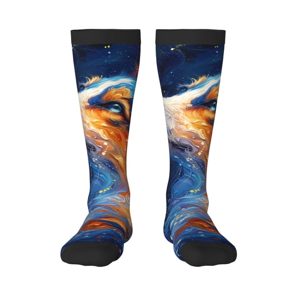 Logiee Galactic Dog Swirls Art Print Gift Stocking Stuffers,Adult Stockings,Novelty Socks,Funny Socks Birthday Running Walking Sleeping