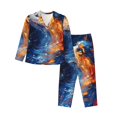 thumbnail image 1 of Logiee Galactic Dog Swirls Art Print Womens Pajamas Set,Long Sleeve Sleepwear,Button Down Lounge Set 2 Pieces,Soft Nightwear Pjs Set-XX-Large, 1 of 7
