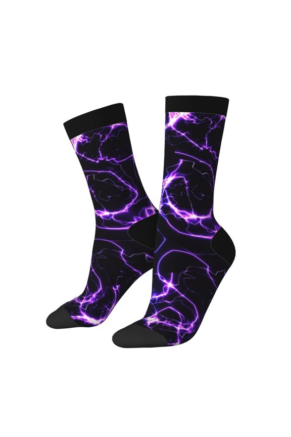 Galaxy Lightning Print Adult Socks for Men & Women,Calf Socks, Ankle Socks,Boots Socks,Breathable Casual Sock,Unisex Crew Socks