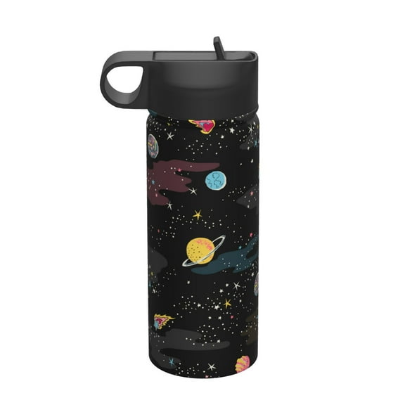 Logiee Galaxy Print 18oz Sports Insulated Kettle With Straw,Insulated Water Bottle For Running Hiking Cycling Climbing,Man Womans Insulated Water Bottle