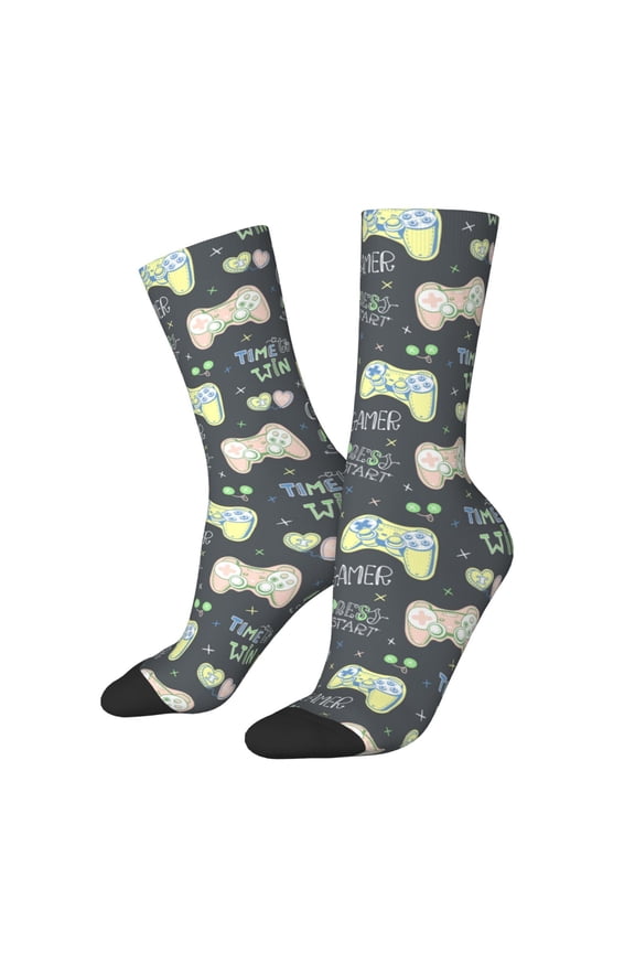 Gamers Print Adult Socks for Men & Women,Calf Socks, Ankle Socks,Boots Socks,Breathable Casual Sock,Unisex Crew Socks