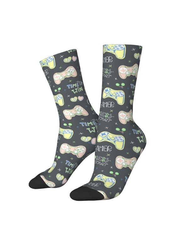 Gamers Print Adult Socks for Men & Women,Calf Socks, Ankle Socks,Boots Socks,Breathable Casual Sock,Unisex Crew Socks