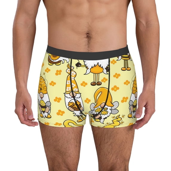 Logiee Garden Honeybee Gnomes Print Mens Boxer Briefs,Boxer Briefs for Men,Breathable Stretch Underwear,Boys Boxer Briefs-X-Large