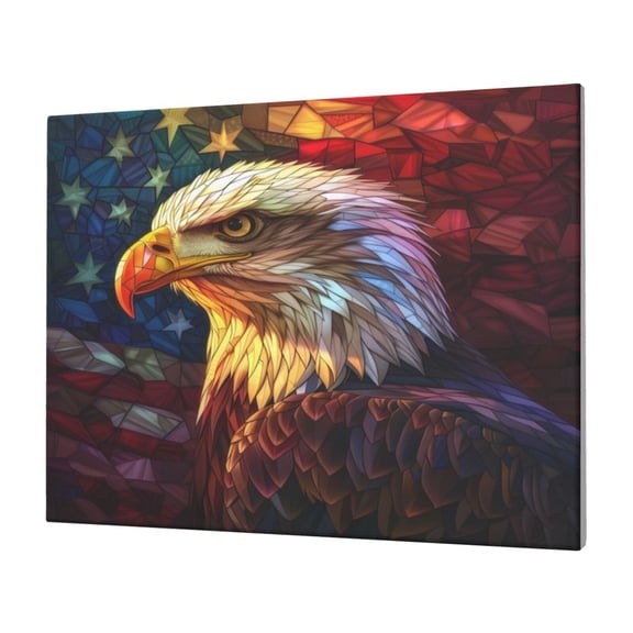 Logiee Geometric American Bald Eagle Print Canvas Wall Art,Canvas Picture Prints with Frame, Wall Art Decorative,Canvas Decorative,Suitable for Living Room Bedroom Office Room 30x40