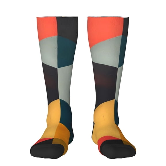 Logiee Geometric Cube Pattern Art Print Gift Stocking Stuffers,Adult Stockings,Novelty Socks,Funny Socks Birthday Running Walking Sleeping