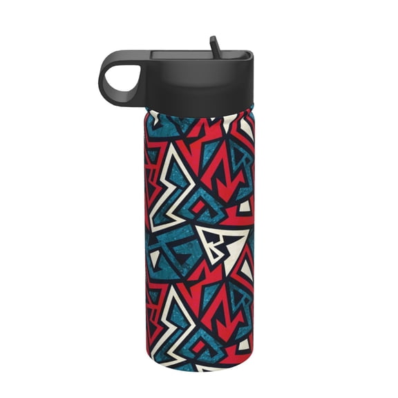 Logiee Geometric Elements Print 18oz Sports Insulated Kettle With Straw,Insulated Water Bottle For Running Hiking Cycling Climbing,Man Womans Insulated Water Bottle