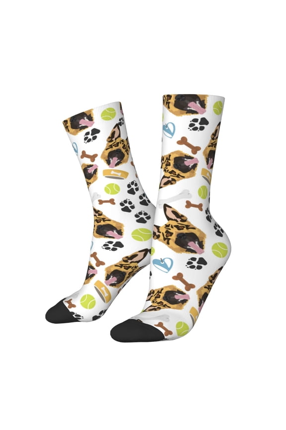 German Shepherd Dog Print Adult Socks for Men & Women,Calf Socks, Ankle Socks,Boots Socks,Breathable Casual Sock,Unisex Crew Socks